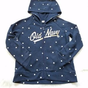 Polka Dot Zip Up Girls L 10-12 Old Navy Hoodie